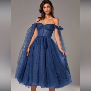 Milla Blue Glittery Midi Dress